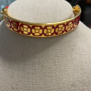 Elegant Halcyon Days Buckingham Palace Gold and Red Floral Bangle